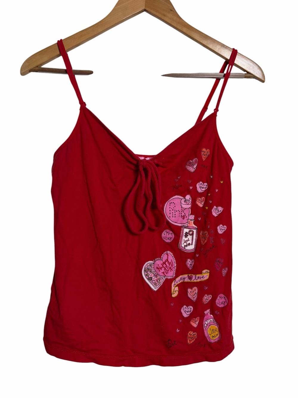 Victoria’s Secret PINK Y2K Red Love Potion Candy Hearts Cami Tank Top Large